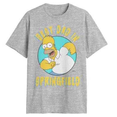 The Simpsons Homer Best Dad In Springfield  Graphic T-shirt In Gray