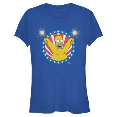 The Simpsons Junior's Festive Homer Portrait Short Sleeve Graphic T-shirt In Blue