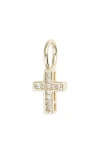 The Sis Kiss Crystal Cross Charm In Gold
