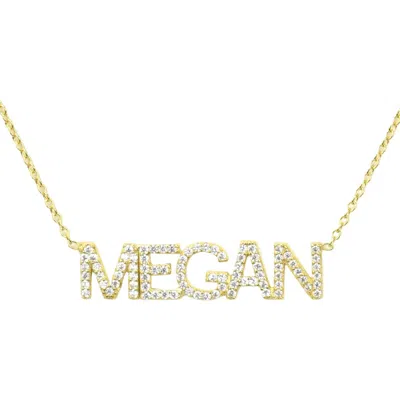 The Sis Kiss Crystal Nameplate Necklace In Gold