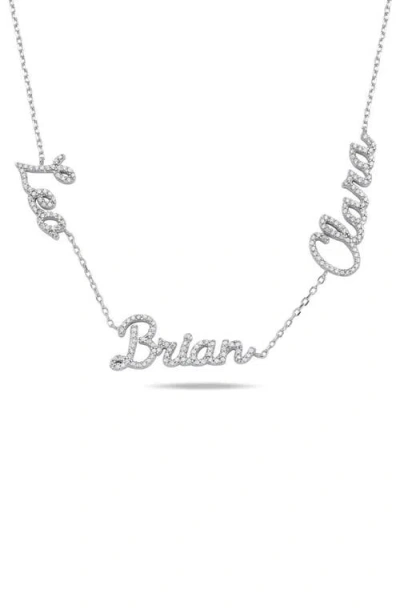 The Sis Kiss Crystal Script My Mantra Personalized Necklace In Metallic