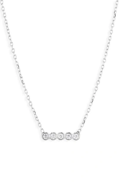 The Sis Kiss Loverly Crystal Bar Necklace In Silver