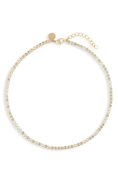 The Sis Kiss Meg Cubic Zirconia Tennis Necklace In Gold