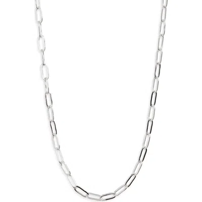 The Sis Kiss Mini Paperclip Chain Necklace In Metallic