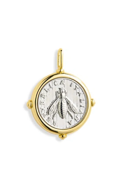 The Sis Kiss Two Tone Bee Charm In Silver