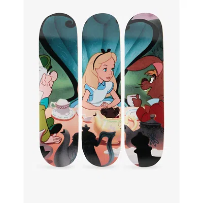 The Skateroom Mens  X Disney Alice In Wonderland Triptych Maple-wood Skateboard Deck In Multi