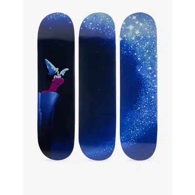 The Skateroom Mens  X Disney Fantasia Triptych Maple-wood Skateboard Decks In Blue