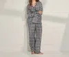 The Sleep Code Brushed Flannel Plaid Long Pajama Set In Black White Plaid In Multi