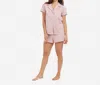 The Sleep Code Gingham Cotton Classic Short Pj Set In Bubbles Gingham In Pink