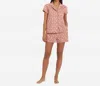 The Sleep Code Liberty Print Floral Cotton Classic Short Pj Set In Anoki Rose In Multi