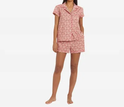 The Sleep Code Liberty Print Floral Cotton Classic Short Pj Set In Anoki Rose In Pink