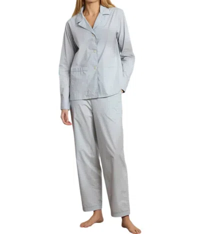 The Sleep Code Organic Cotton Poplin Long Pajama Set In Fresh Air In Multi