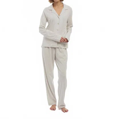 The Sleep Code Organic Pima Cotton Long Pajama Set In Melange Grey In Gray