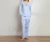 The Sleep Code Swiss Dot Cotton Long Pj Set In Light Blue In Blue