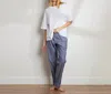 The Sleep Code Unisex Striped Cotton Boyfriend Pant In Denim Stripe In Multi