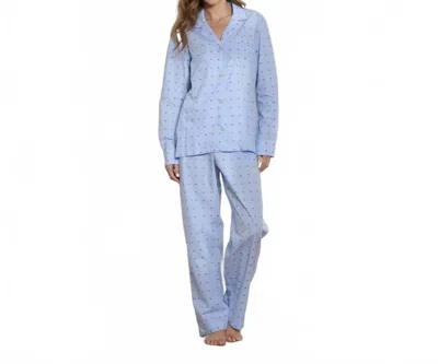 The Sleep Code Women's Dobby Cotton Long Pj Set In Light Blue Bees