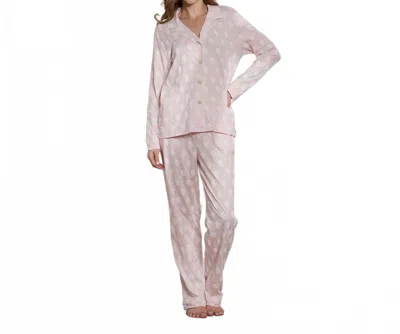 The Sleep Code Women's Printed Organic Pima Cotton Long Pj Set In Rose Quartz Floral In Pink