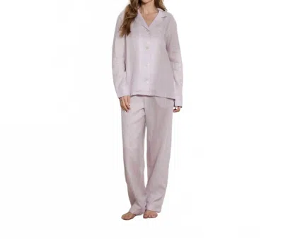 The Sleep Code Women's Striped Linen Long Pj Set In Lavender In Gray