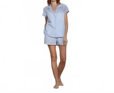 The Sleep Code Women's Ticking Stripe Short Pj Set In Blue White
