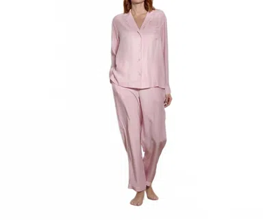 The Sleep Code Women's Washable Silk Long Pj Set In Pink Icing In Multi