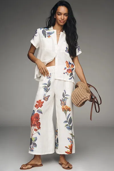 The Somerset Collection By Anthropologie Somerset 100% Linen Pull-on Pants In Multi