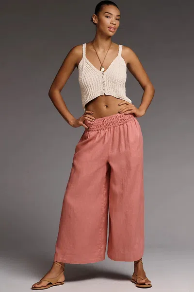 The Somerset Collection By Anthropologie Somerset 100% Linen Pull-on Pants In Pink