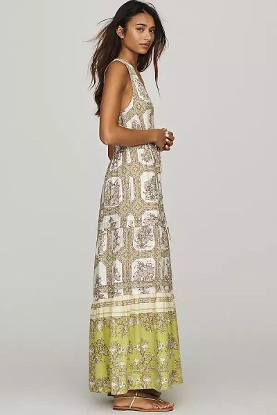 The Somerset Collection By Anthropologie Somerset Linen Sleeveless Maxi Dress In Green