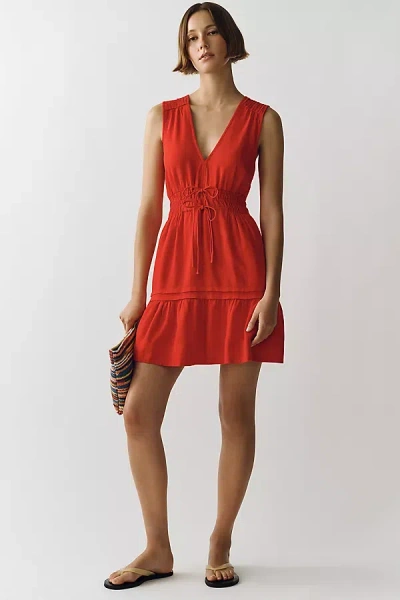 The Somerset Collection By Anthropologie Somerset Linen Sleeveless Mini Dress In Red