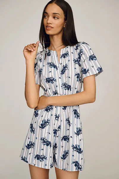 The Somerset Collection By Anthropologie Somerset Poplin Romper In Blue