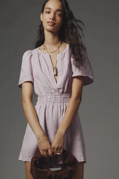 The Somerset Collection By Anthropologie Somerset Romper: Linen Edition In Purple