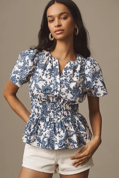 The Somerset Collection By Anthropologie The Somerset Blouse In Blue