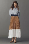 The Somerset Collection By Anthropologie The Somerset Colorblock Pleated Twofer Maxi Dress In Blue