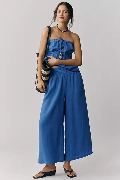 The Somerset Collection By Anthropologie The Somerset Linen Pull-on Pants In Blue