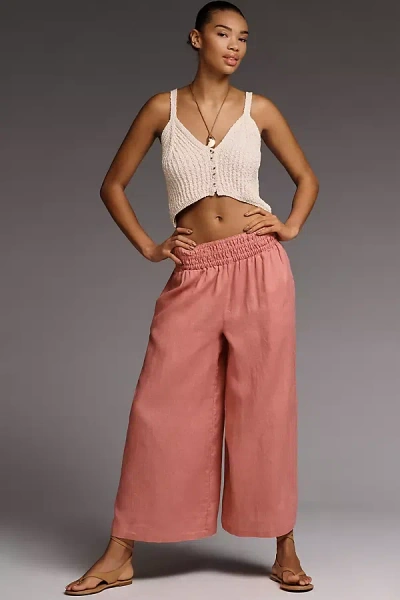The Somerset Collection By Anthropologie The Somerset Linen Pull-on Pants In Pink