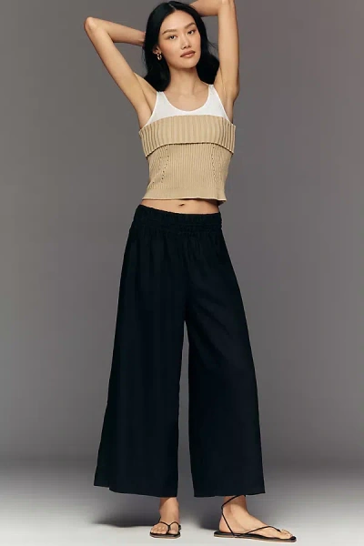 The Somerset Collection By Anthropologie The Somerset Linen Pull-on Pants In Black