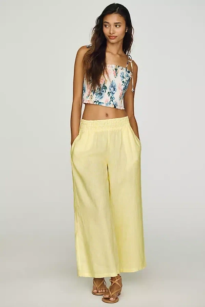 The Somerset Collection By Anthropologie The Somerset Linen Pull-on Pants In Yellow