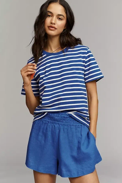 The Somerset Collection By Anthropologie The Somerset Linen Shorts In Blue