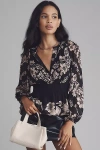 The Somerset Collection By Anthropologie The Somerset Long-sleeve Blouse In Black