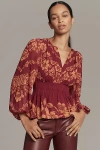The Somerset Collection By Anthropologie The Somerset Long-sleeve Blouse In Gold