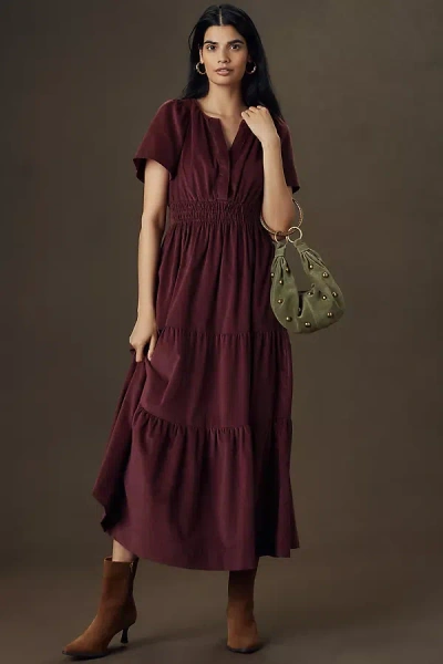 The Somerset Collection By Anthropologie The Somerset Maxi Dress: Corduroy Edition In Red