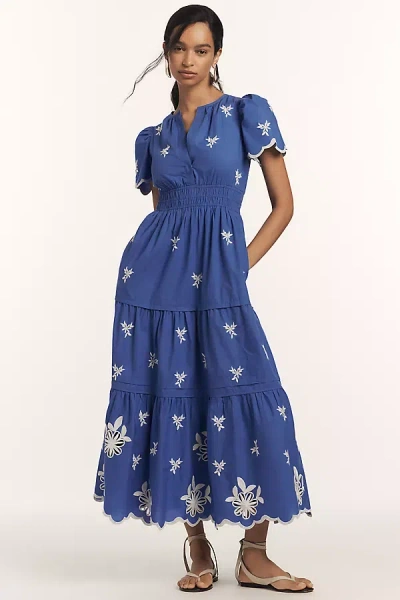 The Somerset Collection By Anthropologie The Somerset Maxi Dress: Eyelet Edition In Blue