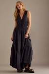 The Somerset Collection By Anthropologie The Somerset Maxi Dress: Linen Ties Edition In Black