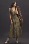 The Somerset Collection By Anthropologie The Somerset Maxi Dress: Linen Ties Edition In Green