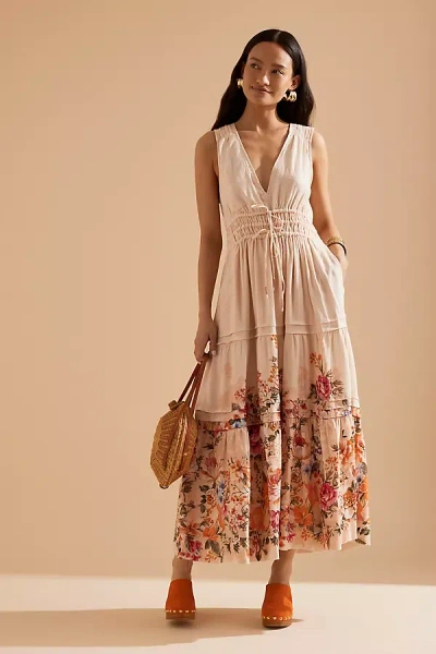 The Somerset Collection By Anthropologie The Somerset Maxi Dress: Linen Ties Edition In Pink