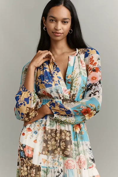 The Somerset Collection By Anthropologie The Somerset Maxi Dress: Long-sleeve Chiffon Edition In Multi