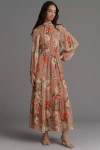 The Somerset Collection By Anthropologie The Somerset Maxi Dress: Long-sleeve Mock-neck Chiffon Edition In Brown