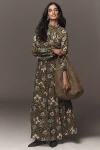 The Somerset Collection By Anthropologie The Somerset Maxi Dress: Long-sleeve Mock-neck Chiffon Edition In Gray
