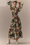 The Somerset Collection By Anthropologie The Somerset Maxi Dress: Long-sleeve Mock-neck Chiffon Edition In Multicolor