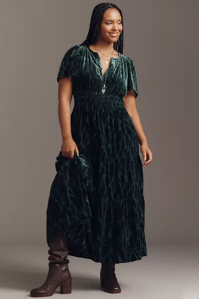 The Somerset Collection By Anthropologie The Somerset Maxi Dress: Velvet Edition In Blue