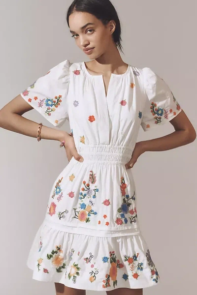The Somerset Collection By Anthropologie The Somerset Mini Dress: Embroidered Edition In White